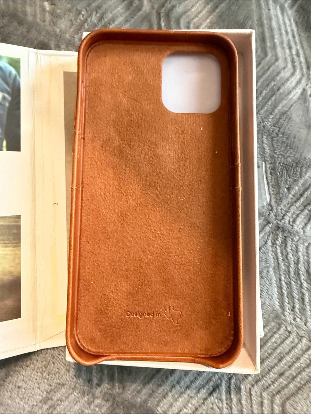 bluebonnet Brown Leather Card Wallet Phone Case with Teal Strap